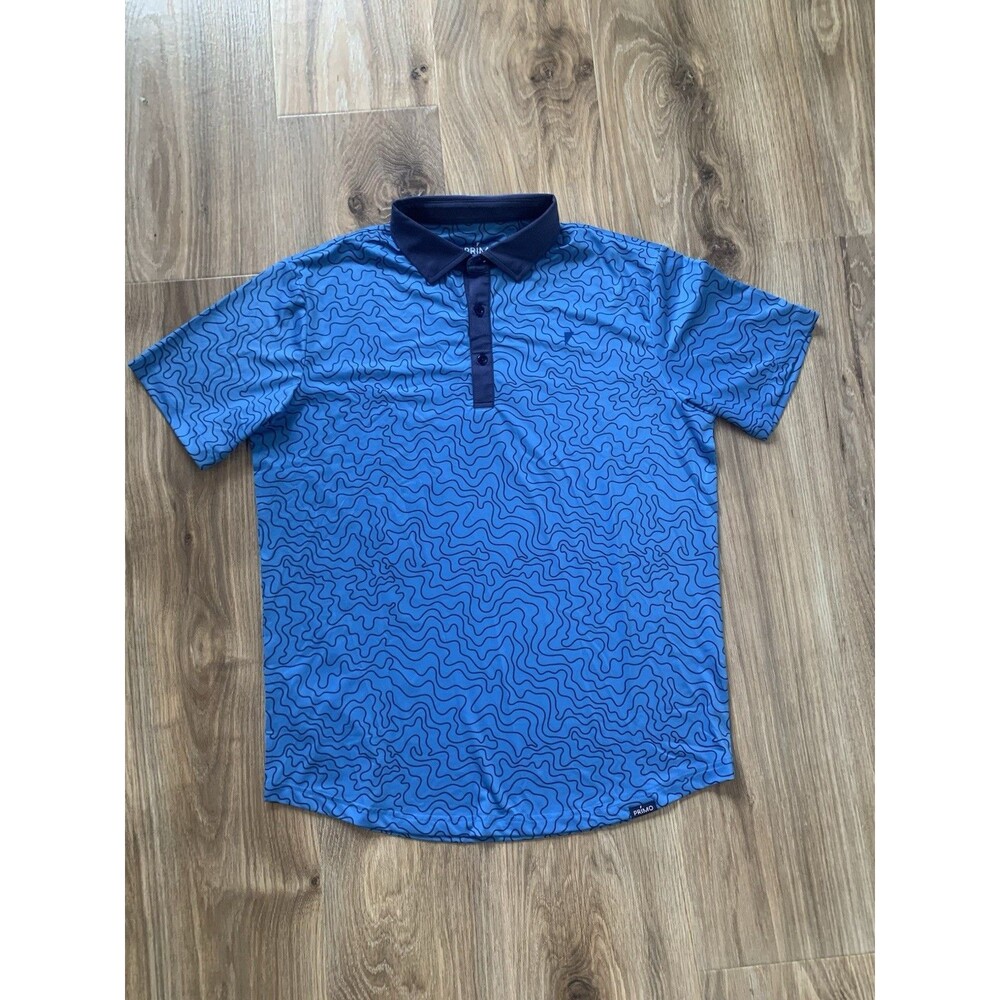 PRIMO GOLF APPAREL Men's Shortsleeve Polo Size L Blue Performance